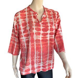 Columbia 100% Cotton 3/4 Sleeve Coral Pull On Top S XL​​​​​